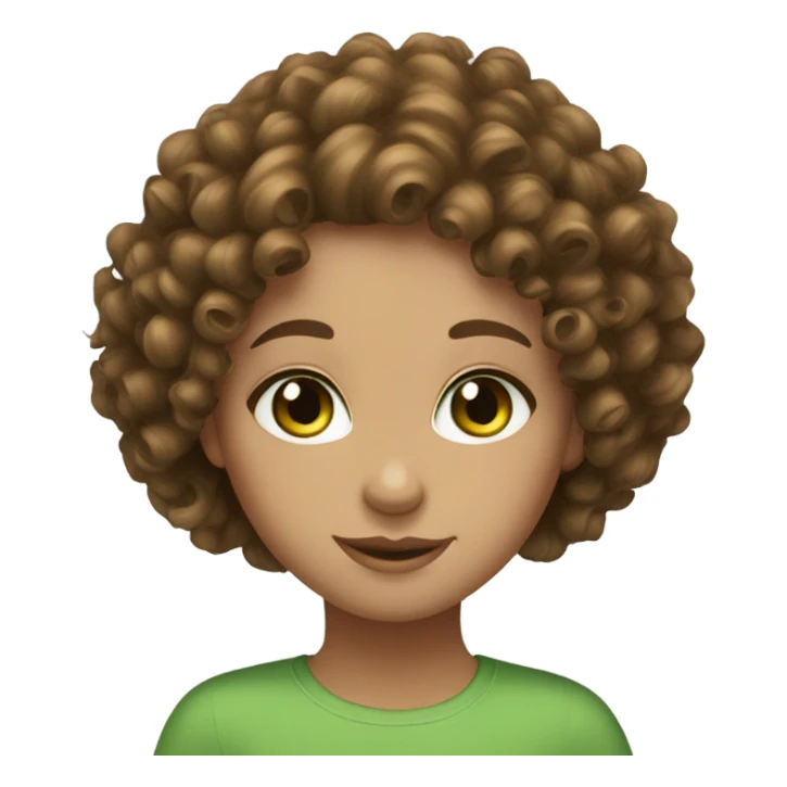 brown curly hair and green eyes girl sticker