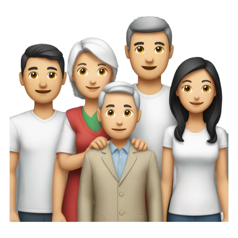 Family 6 people. White mother, asian father sticker