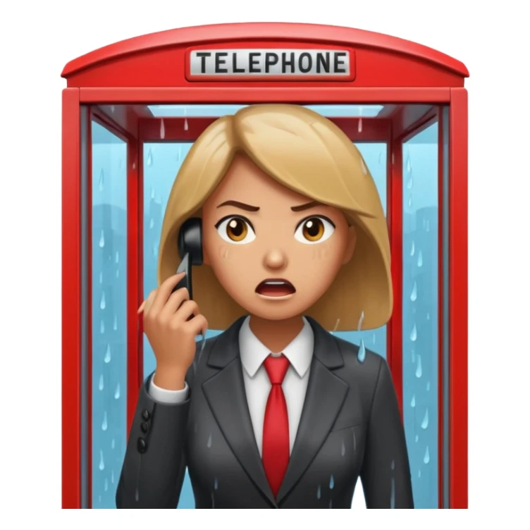 Telephone booth with angry woman inside sticker