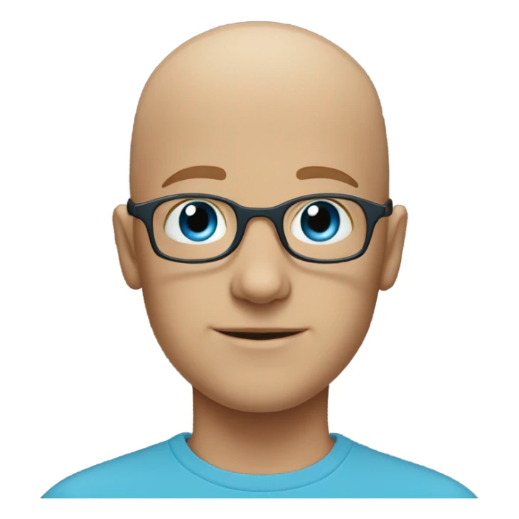 Blue-eyed bald boy with glasses sticker
