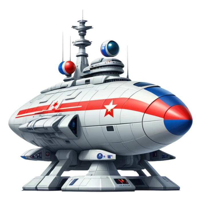 Massive Russian orbital battlestation with flag-themed hull design sticker