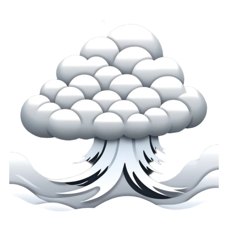 A powerful blizzard  storm cloud with heavy swirling snow, strong wind lines, flying snowflakes, dynamic motion. White and gray tones, bold but simple shapes. sticker