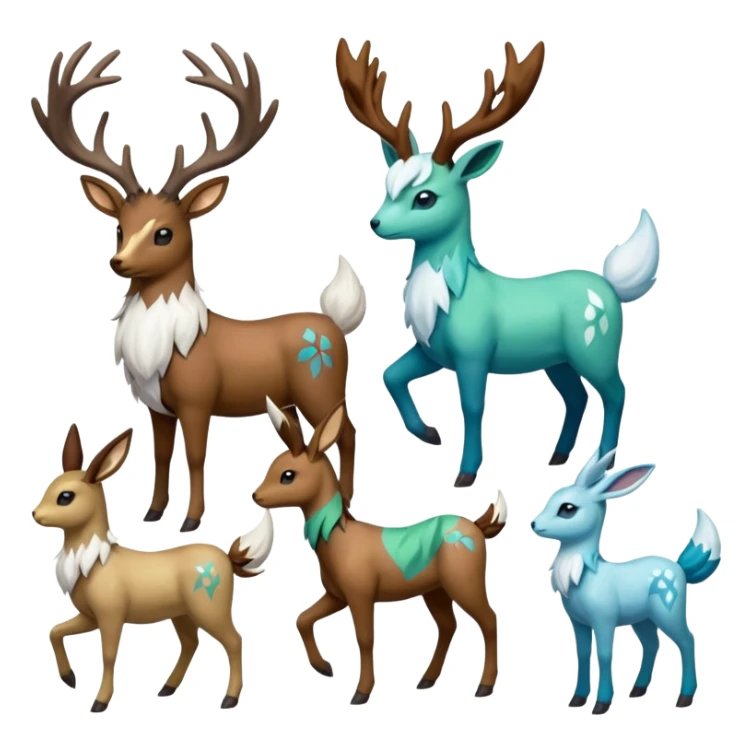 Stantler-Skiddo-Glaceon-Mudbray-Amaura-Virizion-fusion  sticker