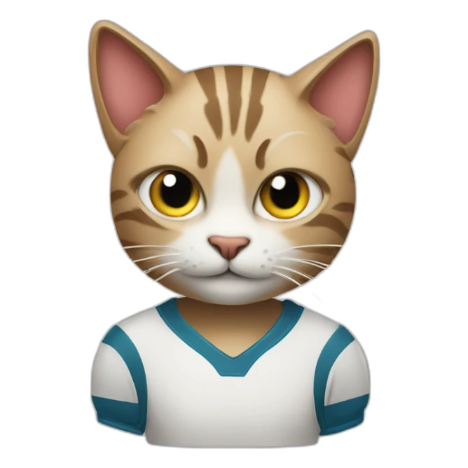 A cat as a footballer with a ball of thread sticker