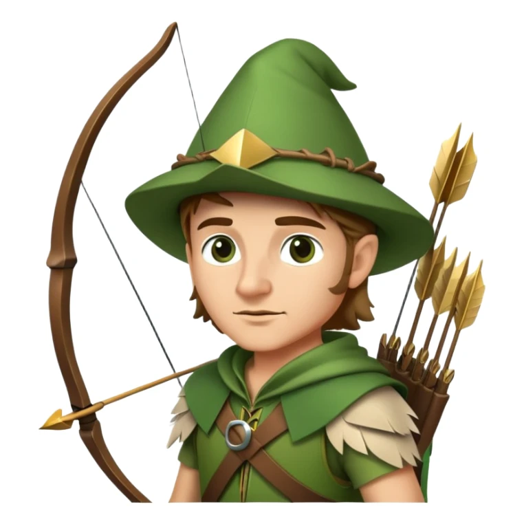 Robin Hood with bow and arrow wearing green outfit and feathered hat sticker