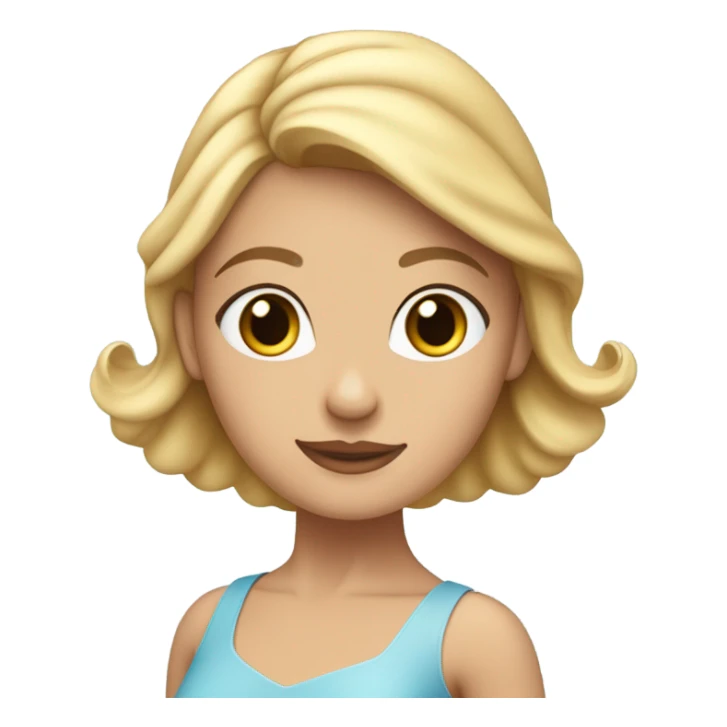 una bailarina, rubia, vestido azul celeste, con pelo muy liso  sticker