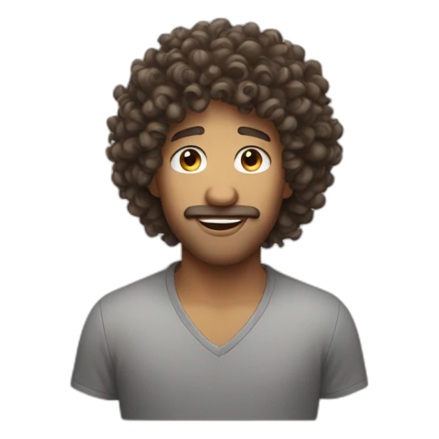Curly hair man who singing sticker