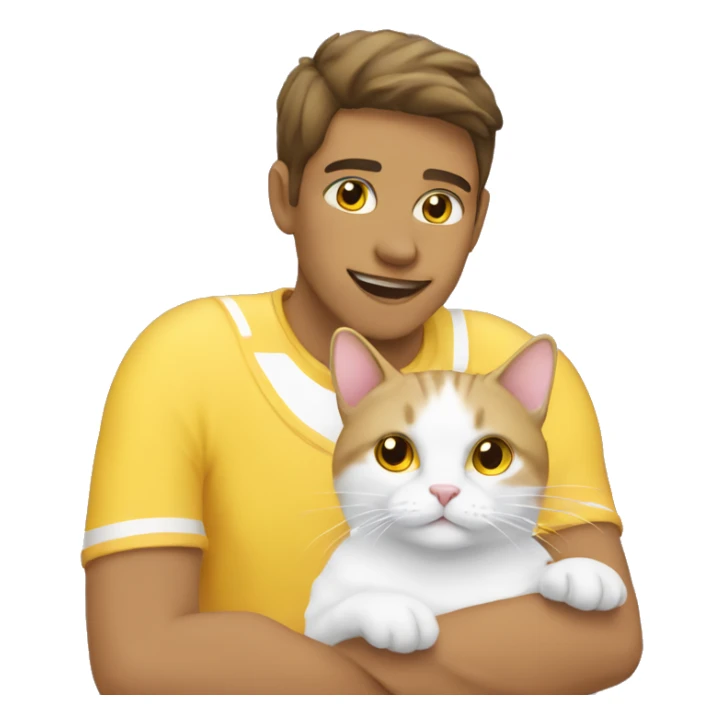 A cat with yellow and white loves his owner sticker