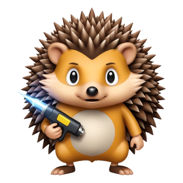 Hedgehog on 4 legs holding a taser sticker