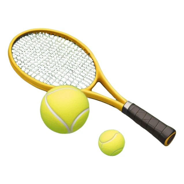 A tennis racket and ball on a grass or hardcourt surface, symbolizing the sport. The racket has a sleek design with tightly strung strings, while the bright tennis ball rests nearby, capturing the essence of precision, agility, and competition. sticker