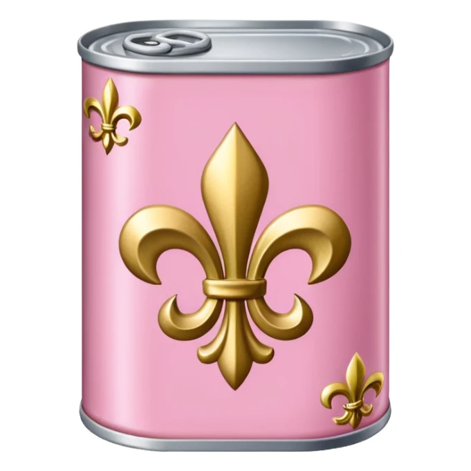 Jeff Koons style pink can of SPAM with Fleur de lis sticker