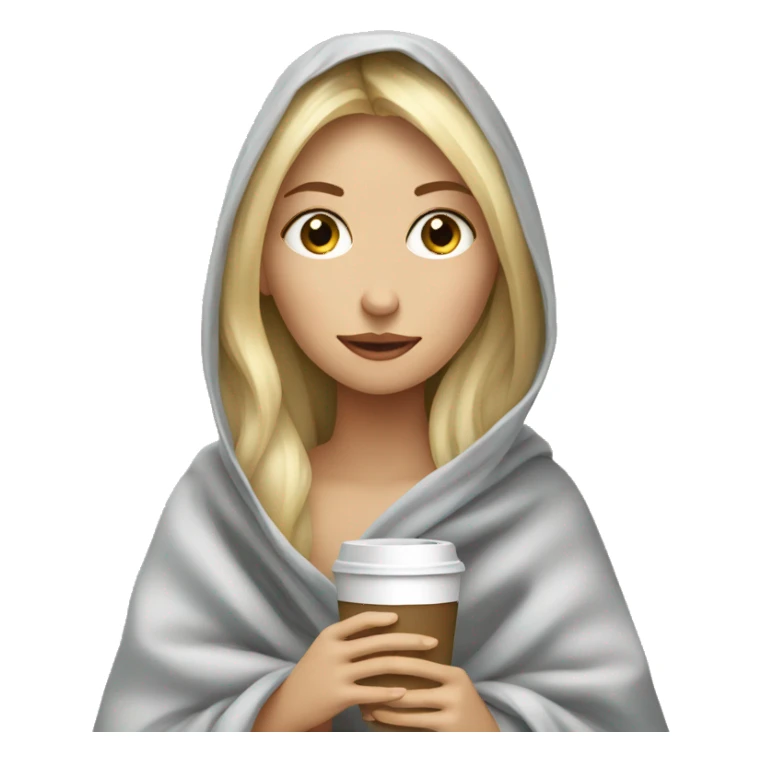 Blonde girl in blanket drinking coffee  sticker