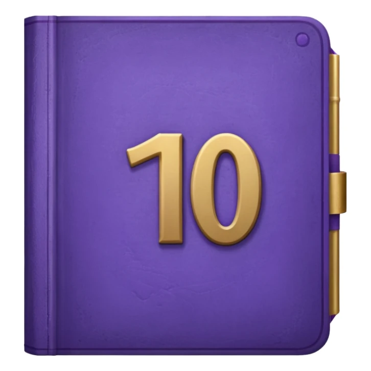 Purple book with a number "10" in the cover sticker