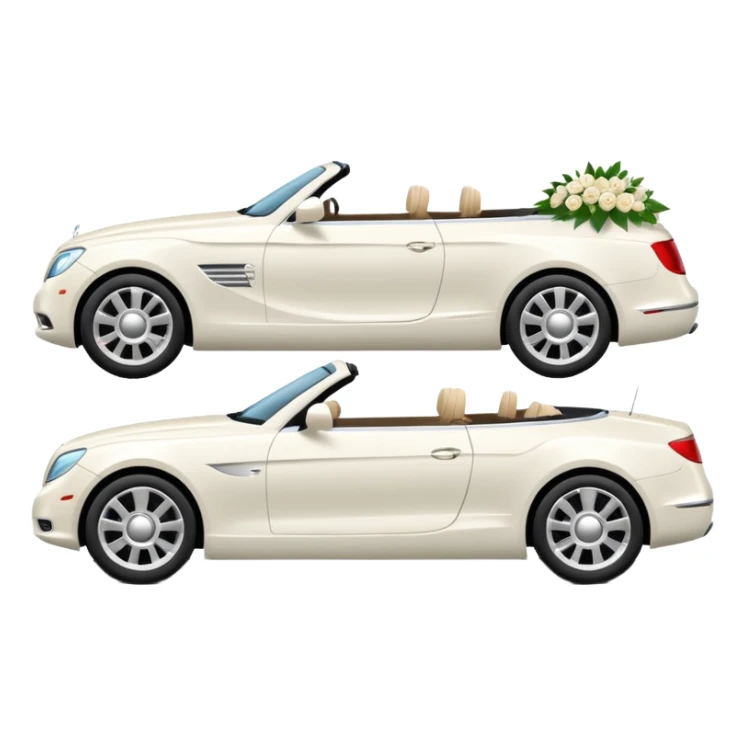 Luxury convertible car with wedding decorations, in profile sticker