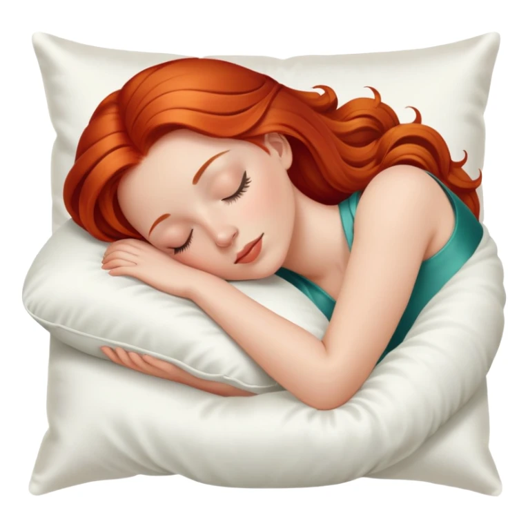 Sleeping beauty redhead white girl with a silk pillow sticker