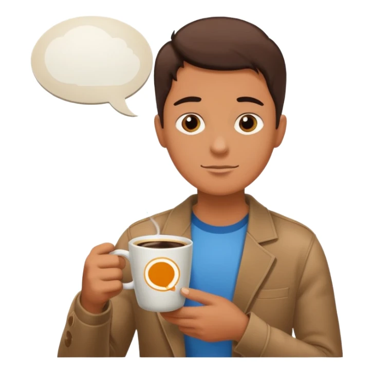 colazione, caffé e un fumetto che fa capire che qualcuno nello sfondo sta parlando sticker