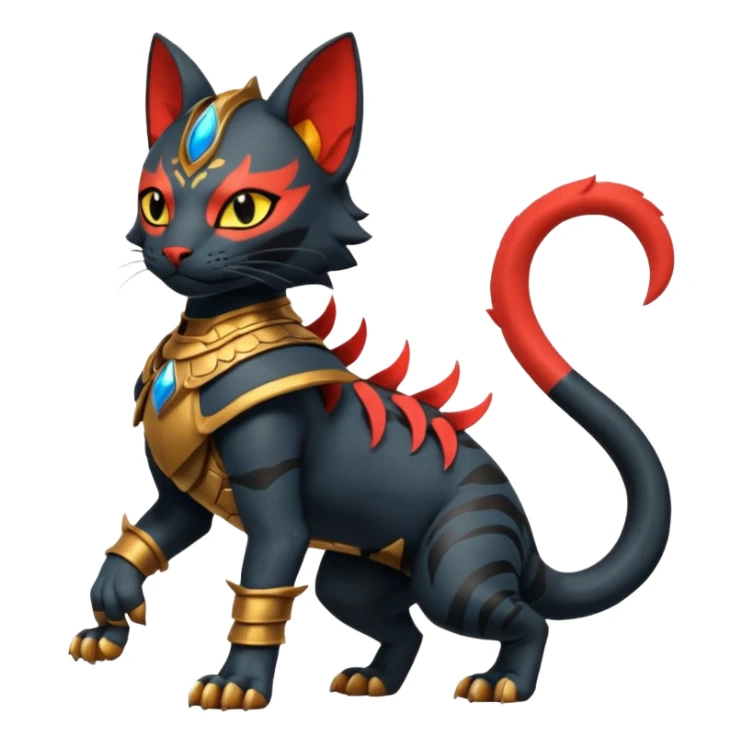 Salandit-Litten-Bastet-Fakémon-hybrid-creature (full body)  sticker