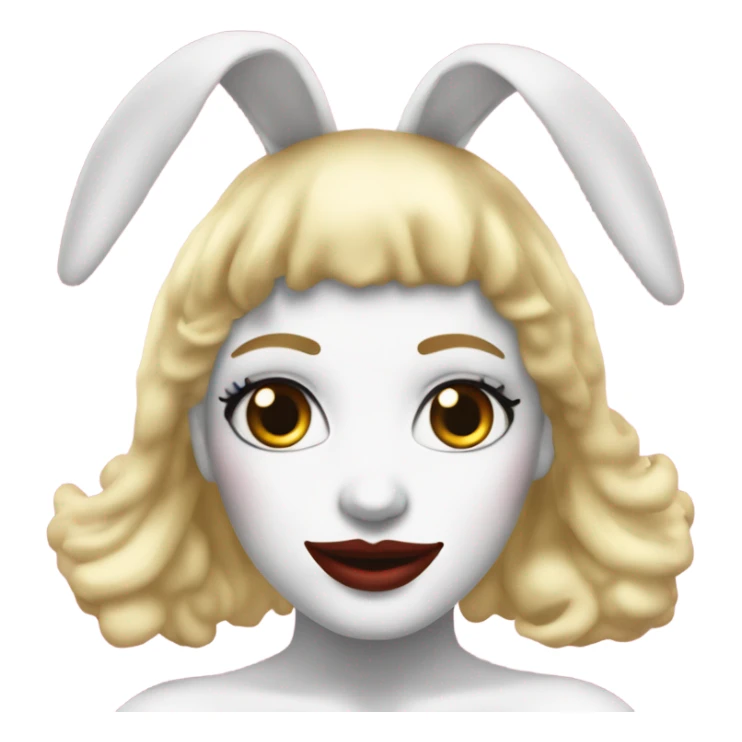 Blonde Go-go dancer white face Enid Sinclair wearing big floppy bunny ears  sticker