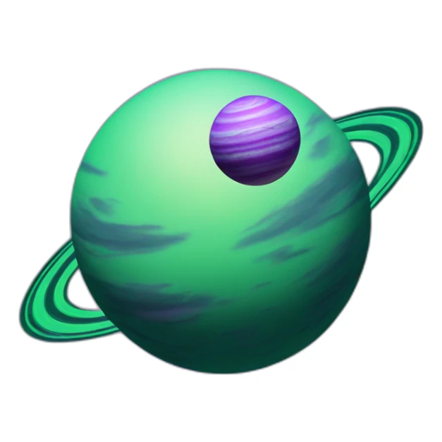 green planet with purple saturn rings and moon sticker