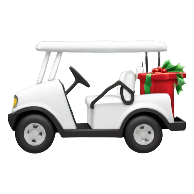 Christmas golf cart white decked out with holiday lights sticker