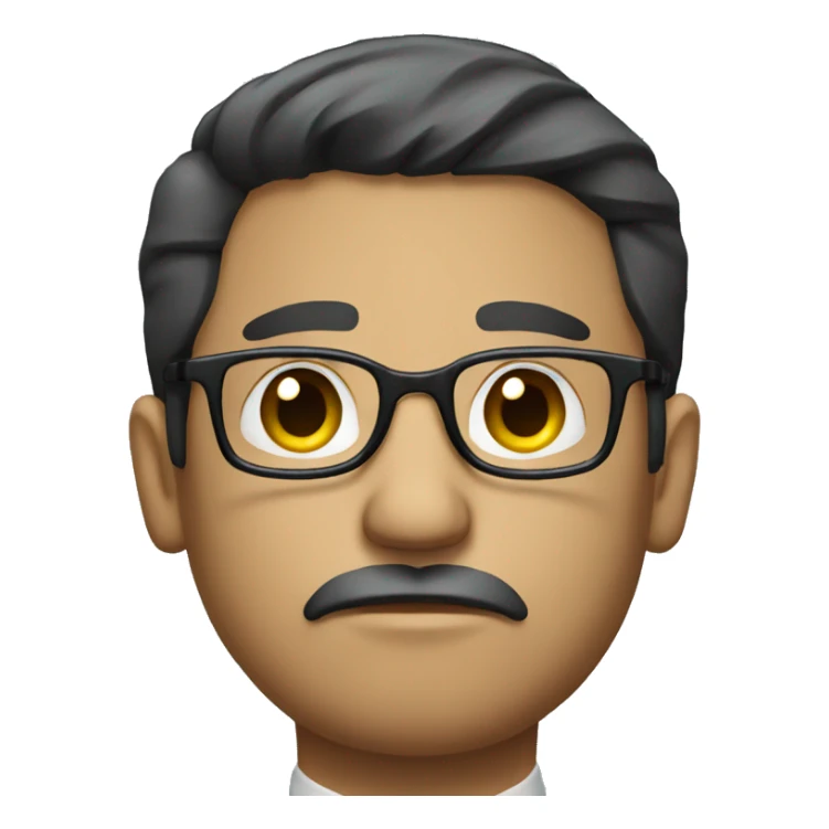 sad businesman face with dark hair and glasses sticker