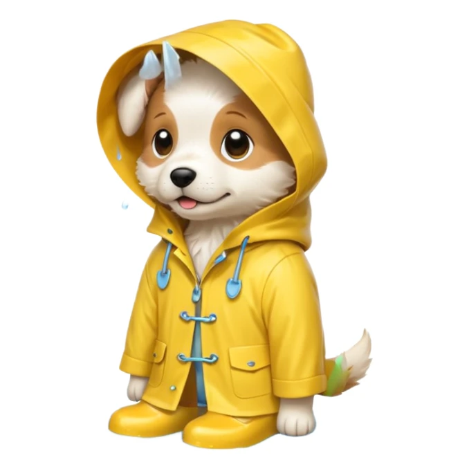 White and tan puppy im yellow raincoat and rainboots sticker