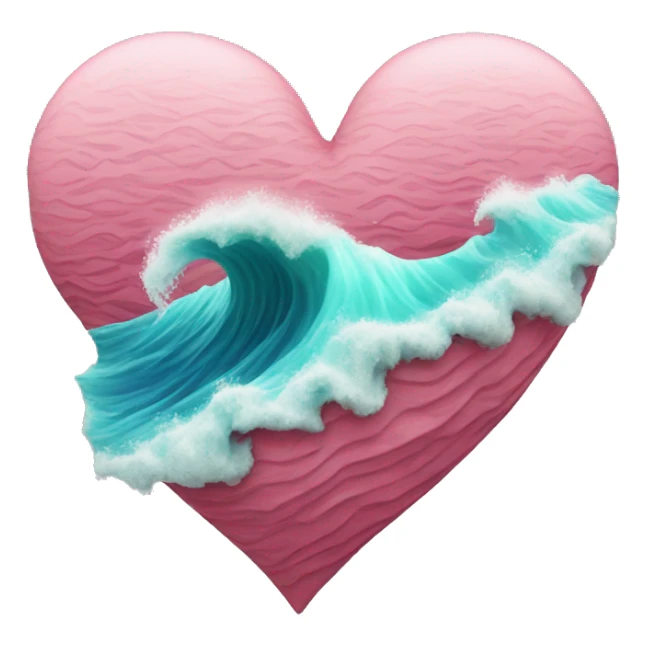 sea wave in 3d heart sticker