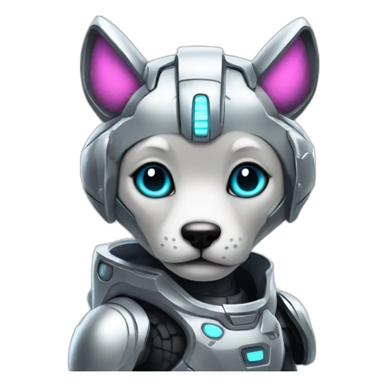 Cyber futuristic silver furry robot  sticker