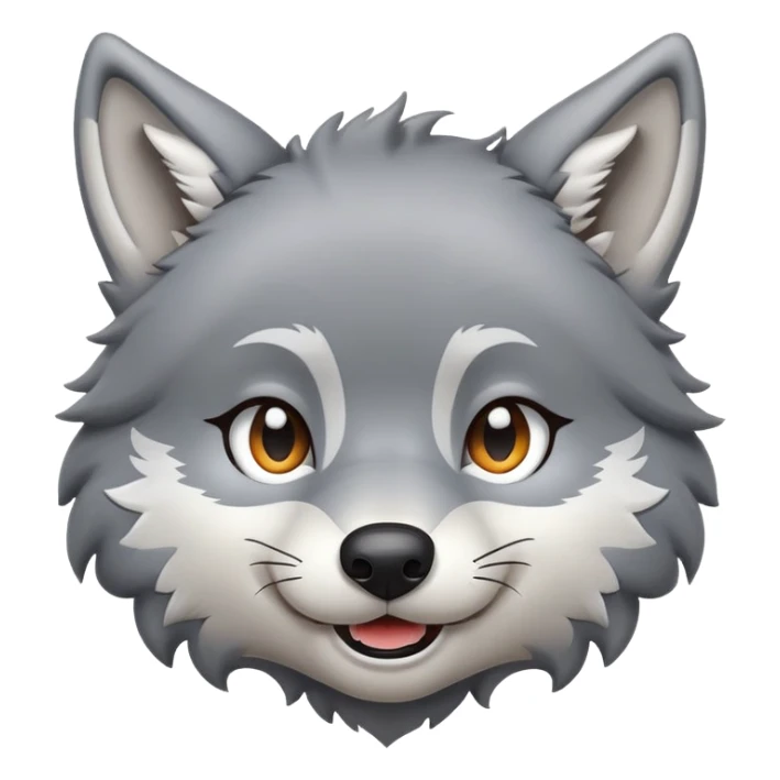 cute cartoon wolf emoji winking sticker