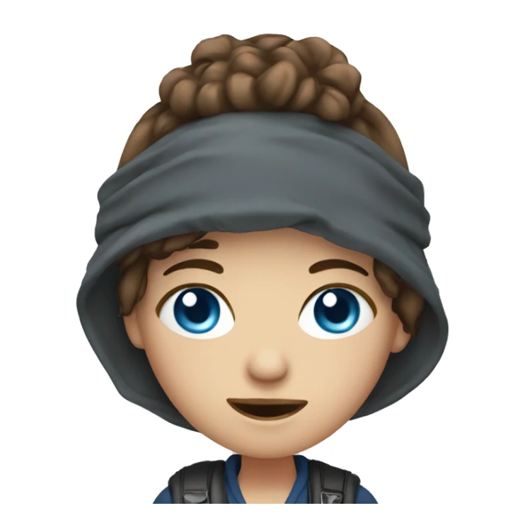 girl with brown hair and blue eyes holding camera sticker