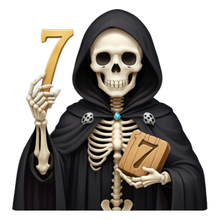 death holding number 7 in his hand sticker