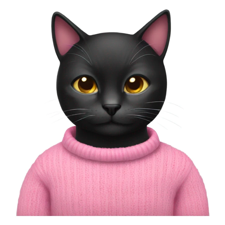 black cat wearing pink sweater sticker