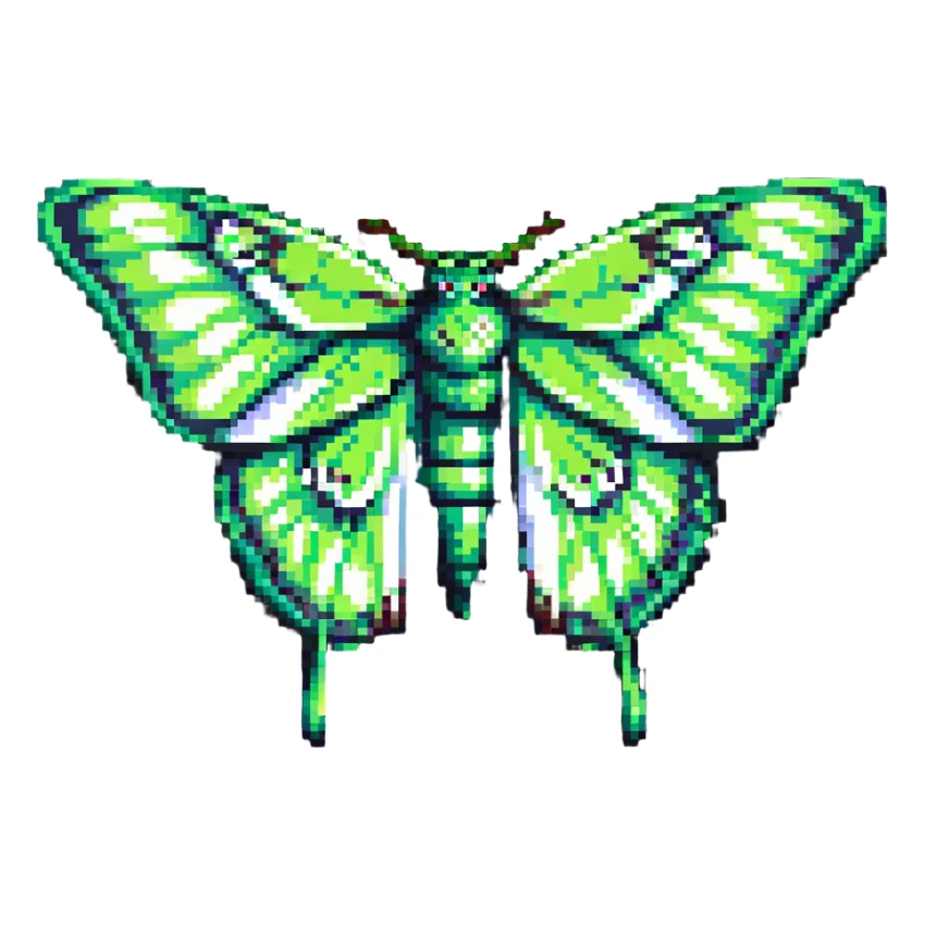 luna moth with vibrant green colors sticker
