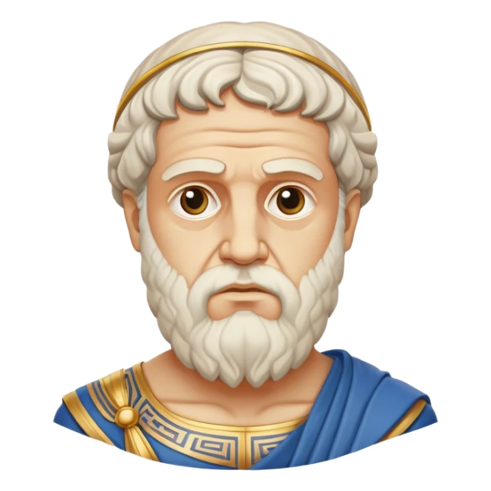 Cinematic Realistic portrait of Plato, depicted as a wise ancient philosopher with a contemplative gaze and detailed traditional Greek attire, rendered in soft, classical lighting that evokes antiquity sticker