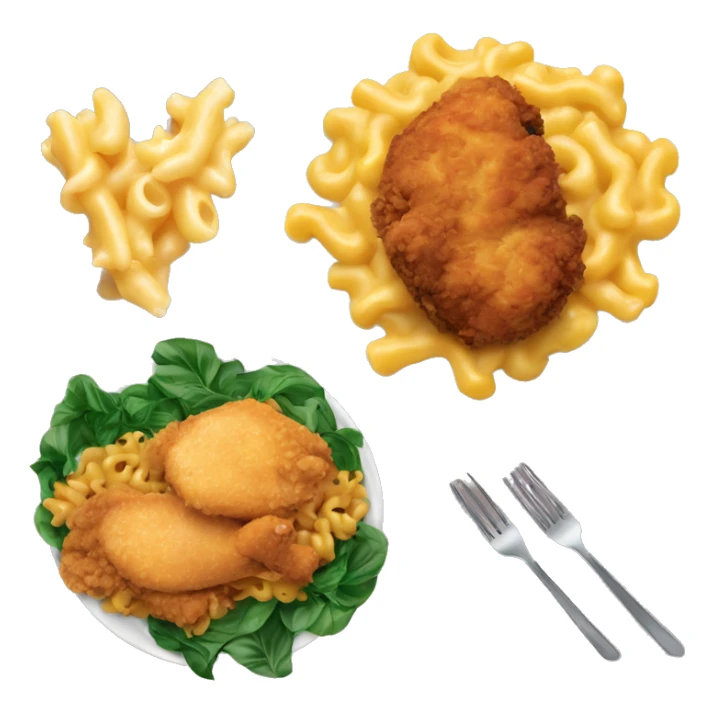 collared greens and mac&cheese and fried chicken on a plate sticker