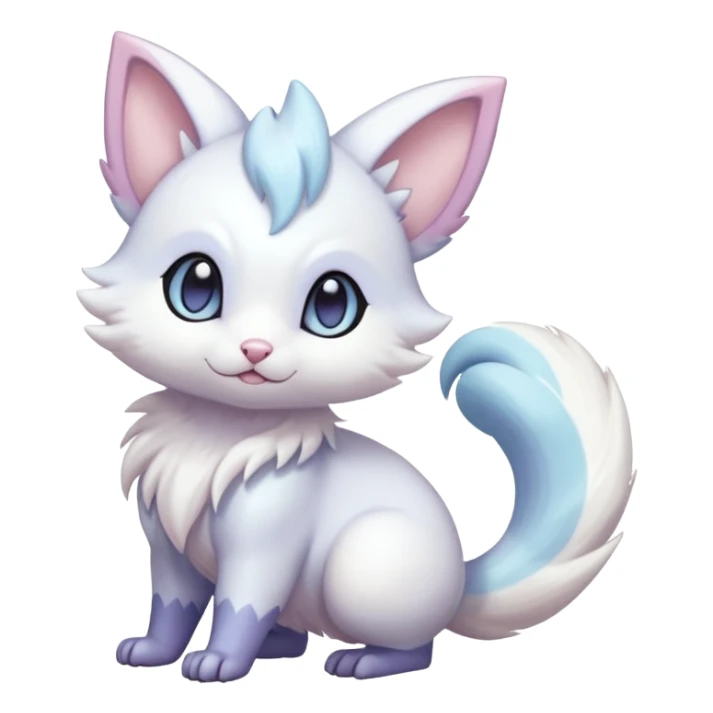 Shiny Cute Adorable Innocent Precious Furry Divine Glorious Holy Iridescent Pale Pastel Whitish Bright Furret-Absol-Skitty-Noibat-Hybrid (Full body) sticker