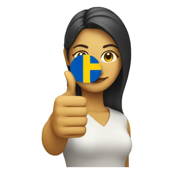 Woman with a swedish flag thumb up  sticker
