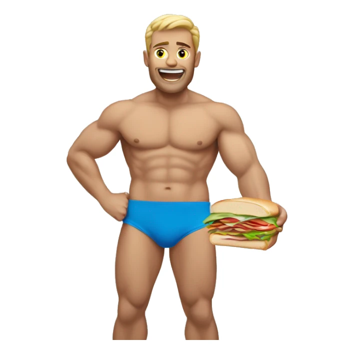 Man in speedo eating sandwhich sticker