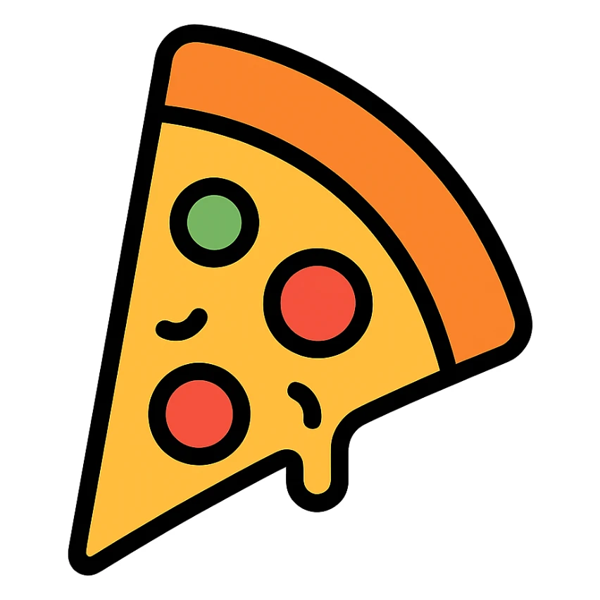 colored slice of pizza icon sticker