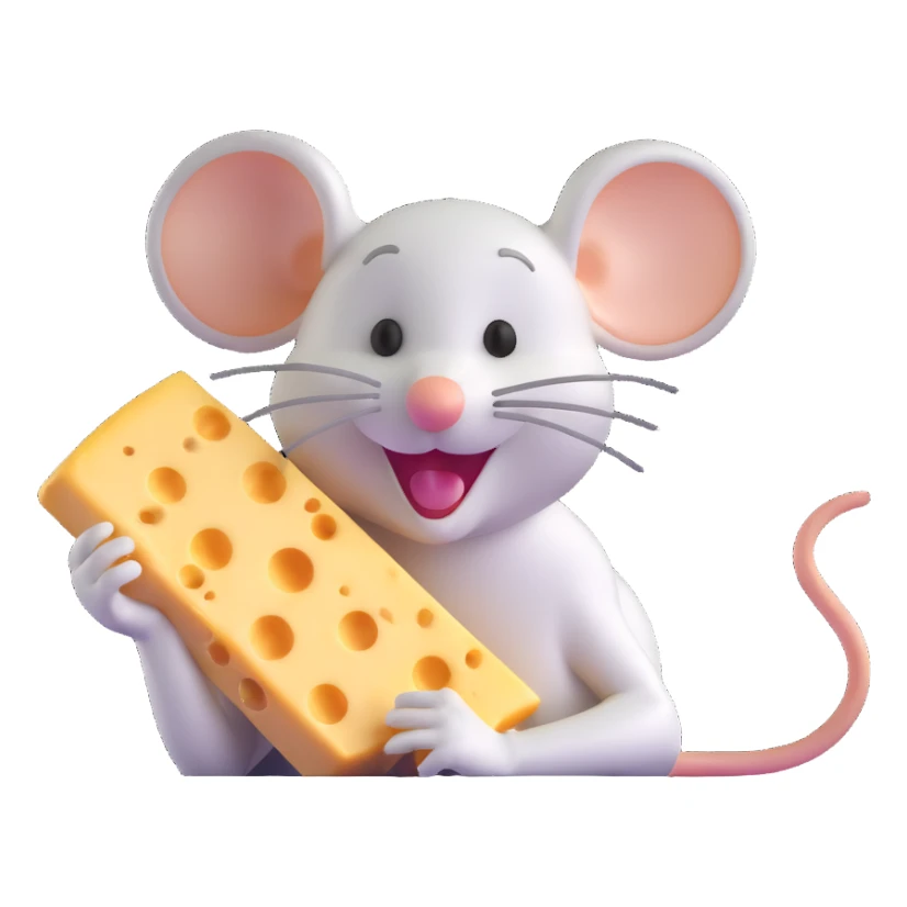 Jerry mouse from Tom and Jerry cartoon happily eating cheese sticker