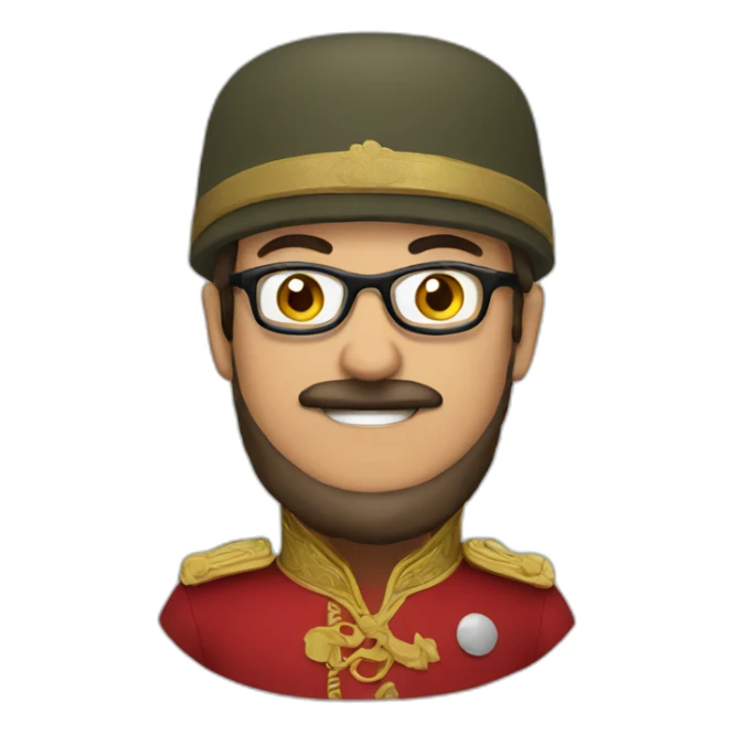 ottoman soldier wearing glasses and red fez sticker