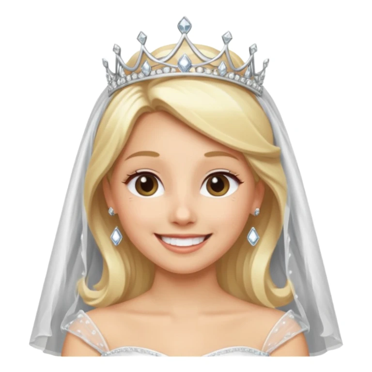 blonde bride silver diamond tiara and veil sticker