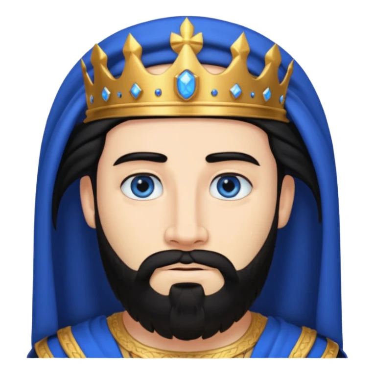 King Solomon with black hair and beard, blue eyes sticker