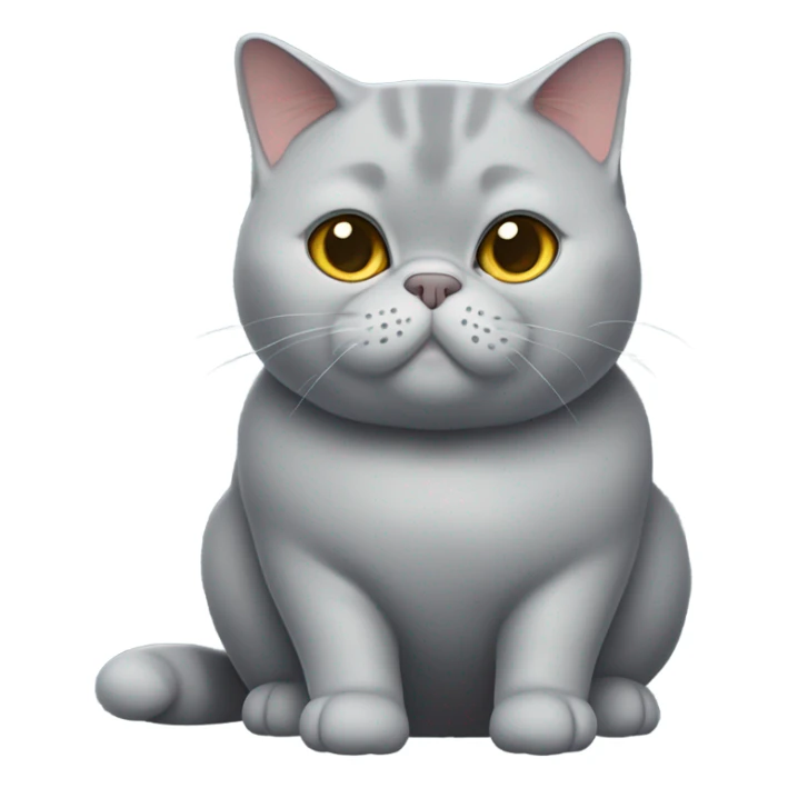 Fat Gray British short hair cat full body  sticker