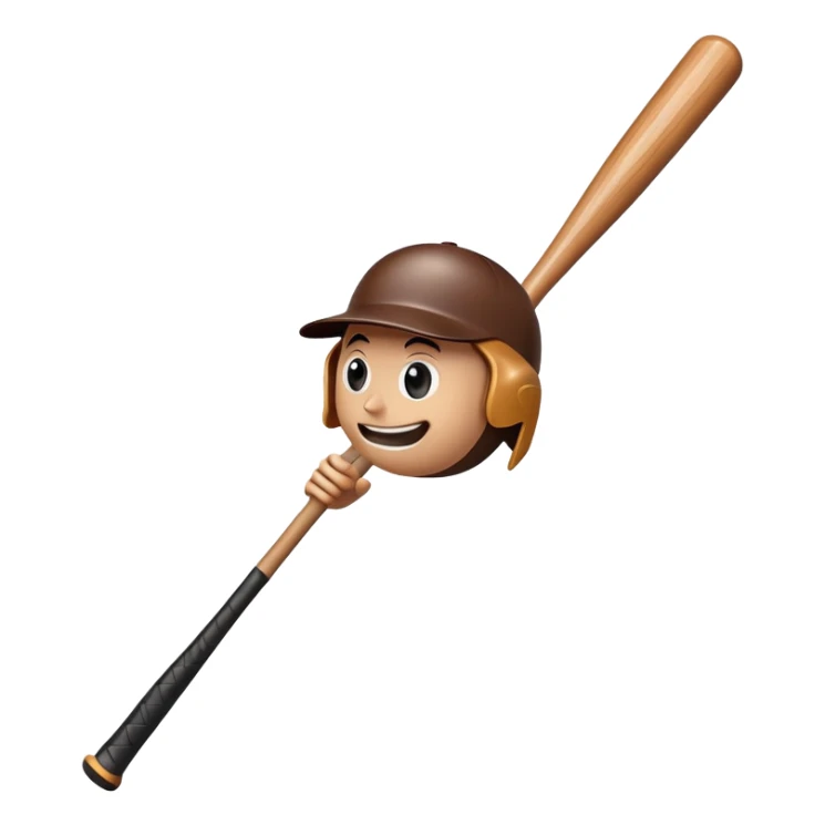 Brown wooden baseball bat with cartoon limbs and a face in mid-swing motion sticker