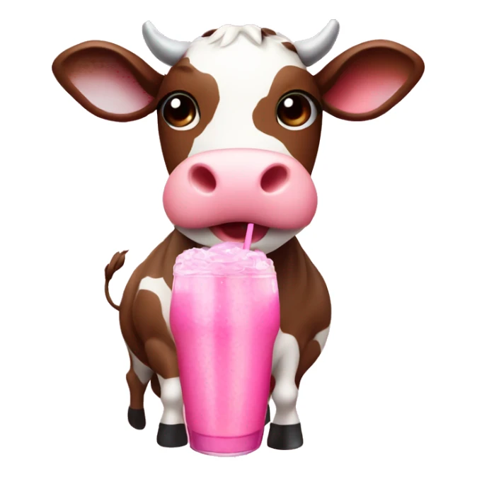 cute cow whit a pink bow and a cute brown drink sticker