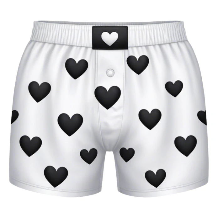 Black heart patterned white pair of boxers sticker