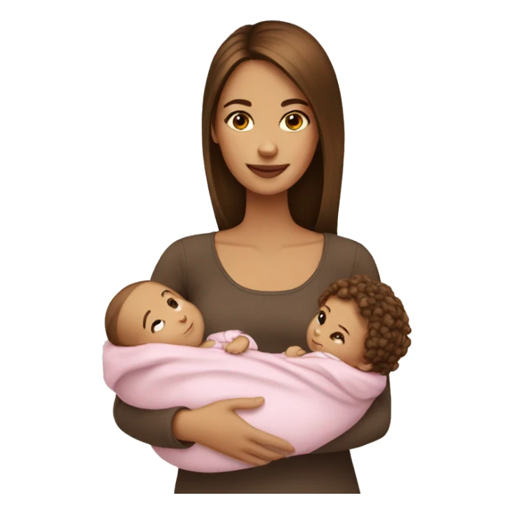 Brown hair -Girl-with-baby sticker