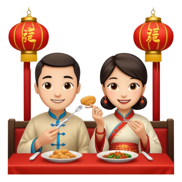 ligth couple having dinner at a Chinese restaurant sticker