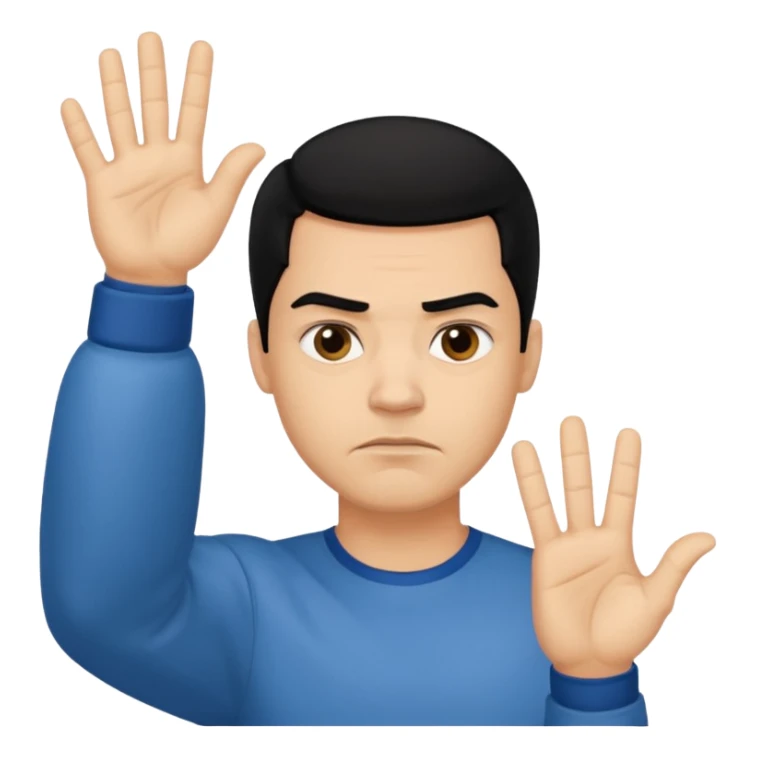 light skin black hair man haciendo señal de no sticker